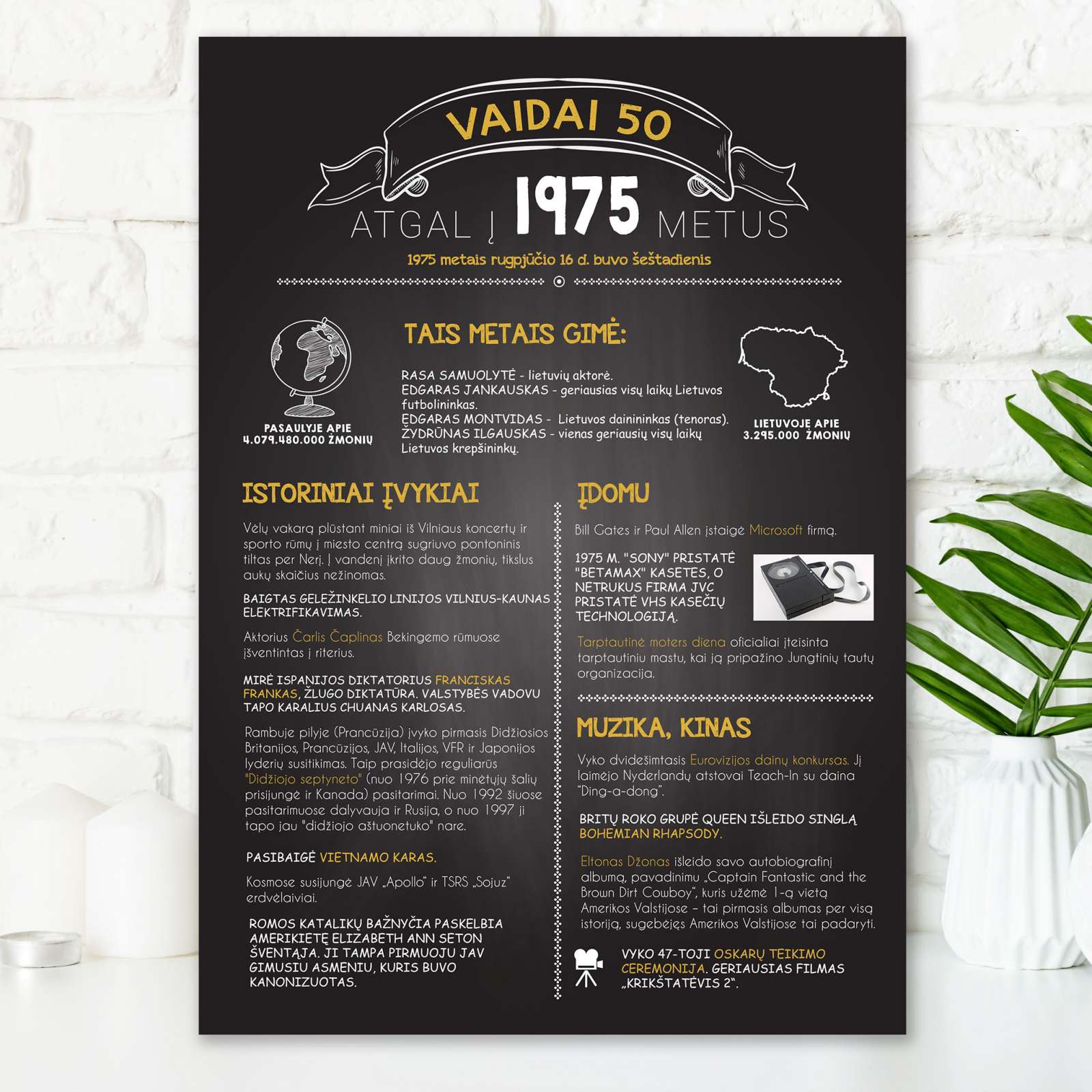 Plakatas „1975“ - Dovana 50 jubiliejui
