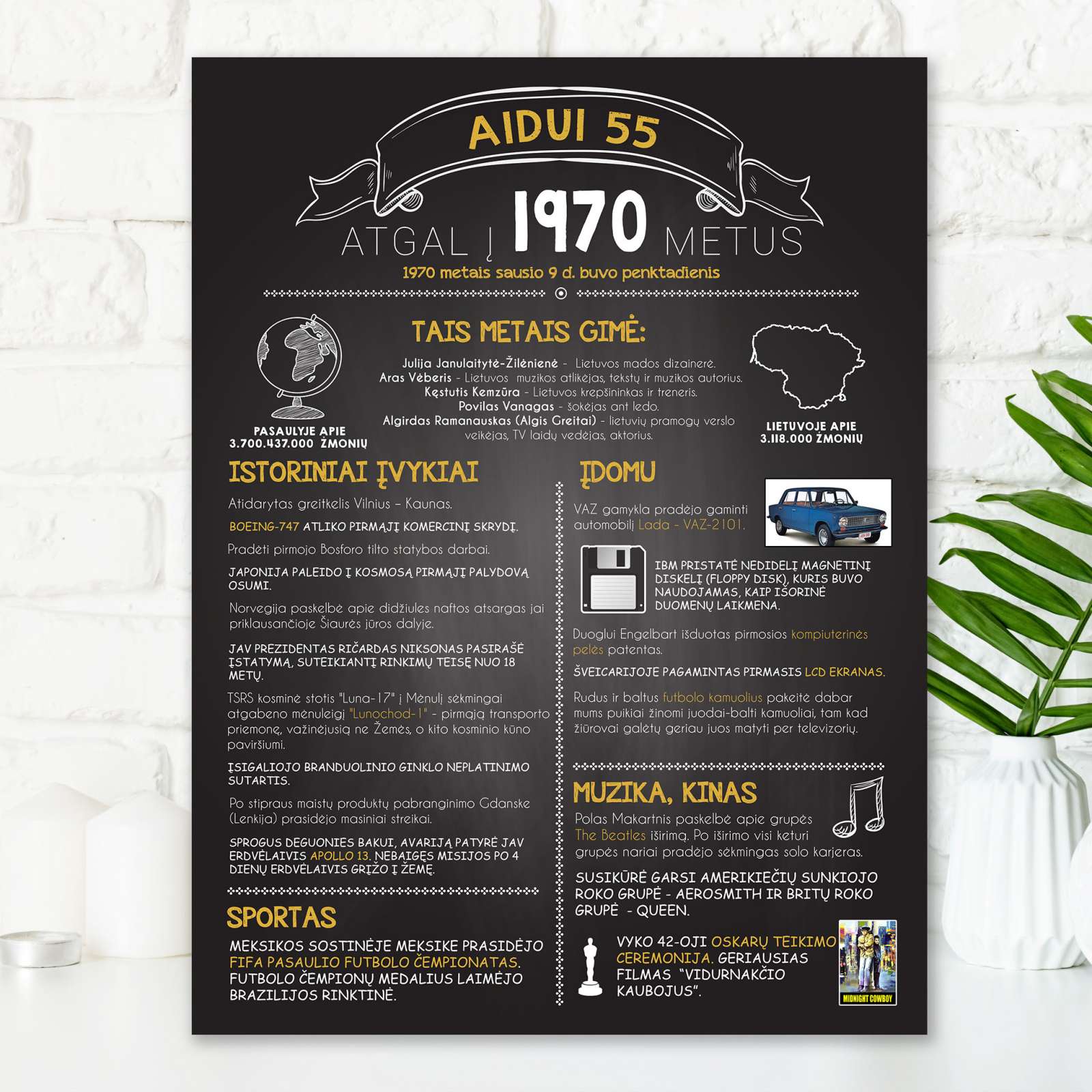 Plakatas „1970“ - Dovana 55 jubiliejui