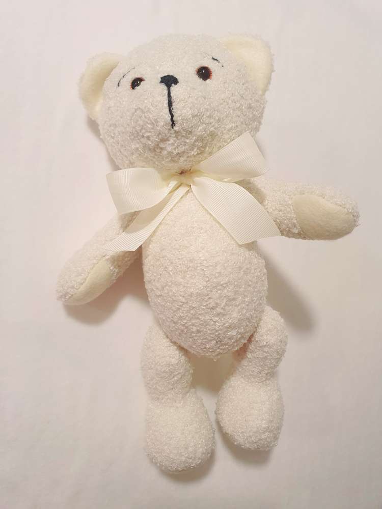 Meškiukas, siūtas iš Bukle  audinio, ūgis 30 cm