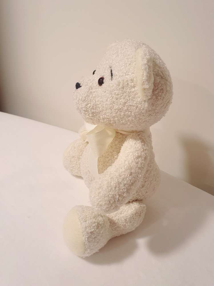 Meškiukas, siūtas iš Bukle  audinio, ūgis 30 cm