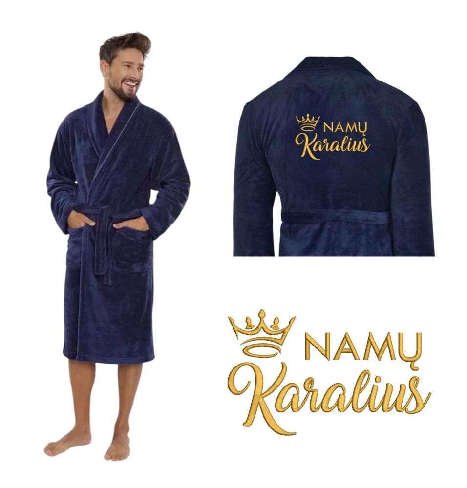 Siuvinėtas chalatas „Namų karalius“
