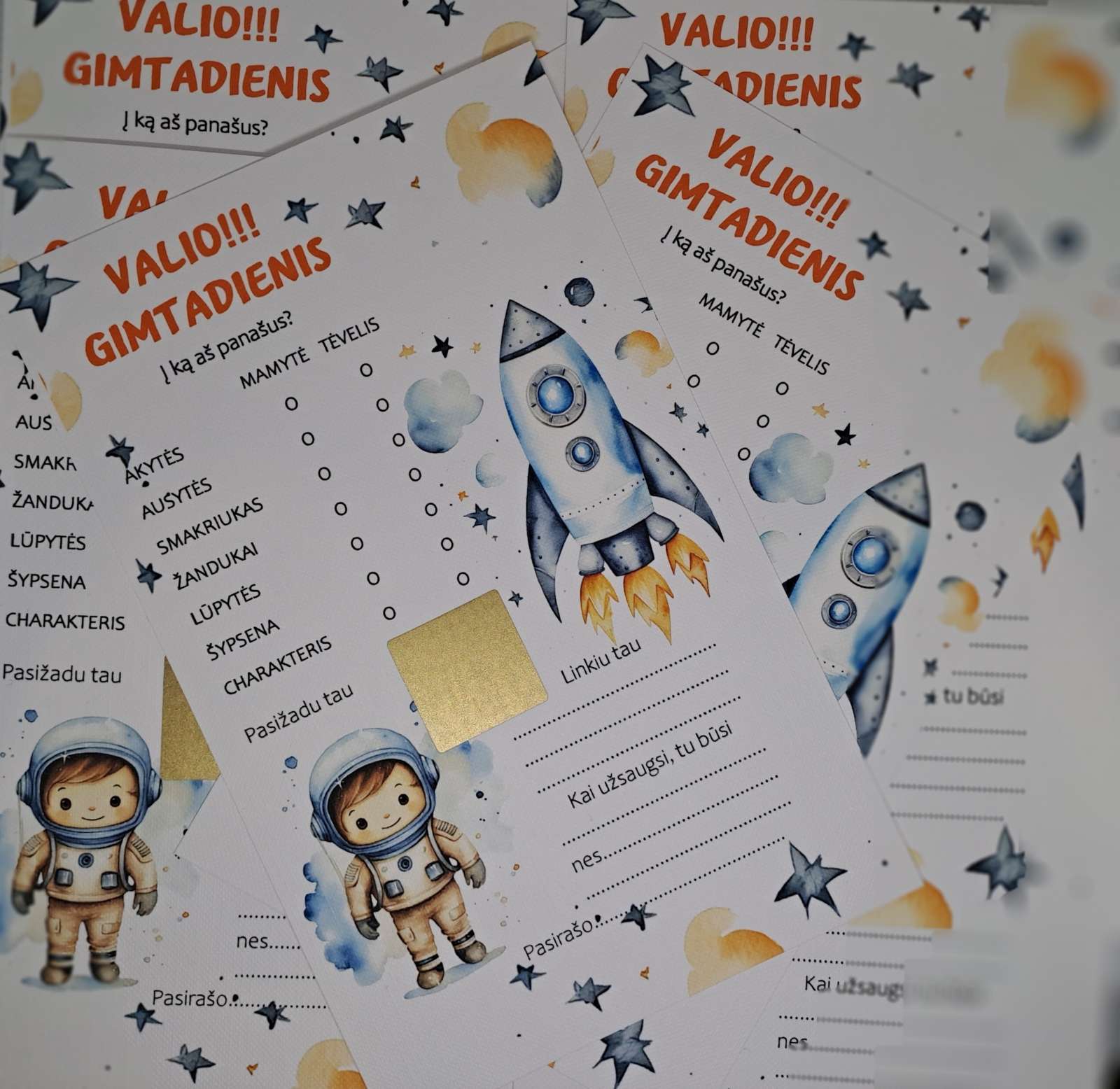 Gimtadienio prisiminimų kortelė
