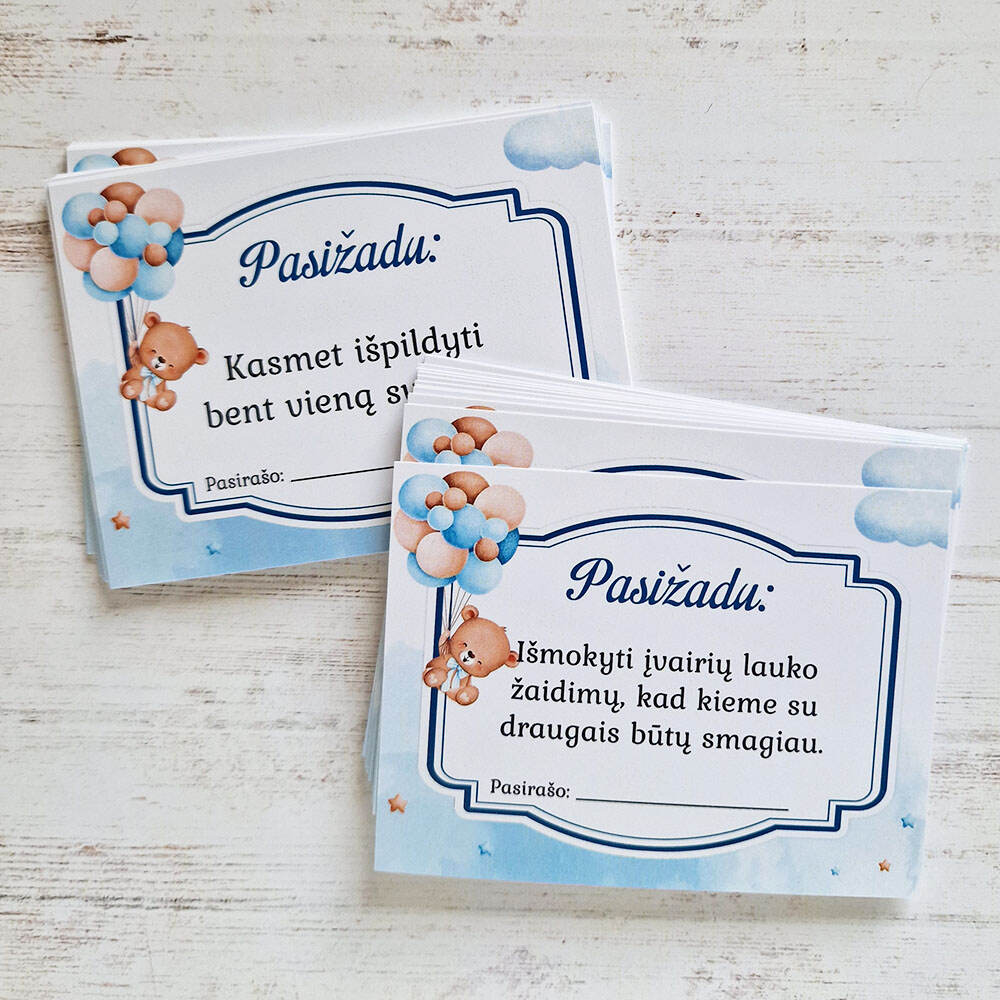 Krikštynų pasižadėjimų kortelės „Melsvos“