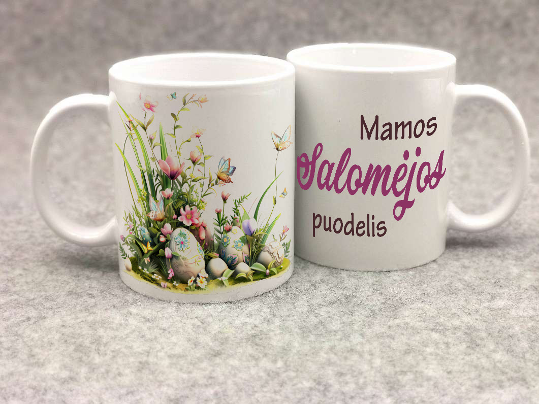 Spalvotas puodelis „Margučių pieva”