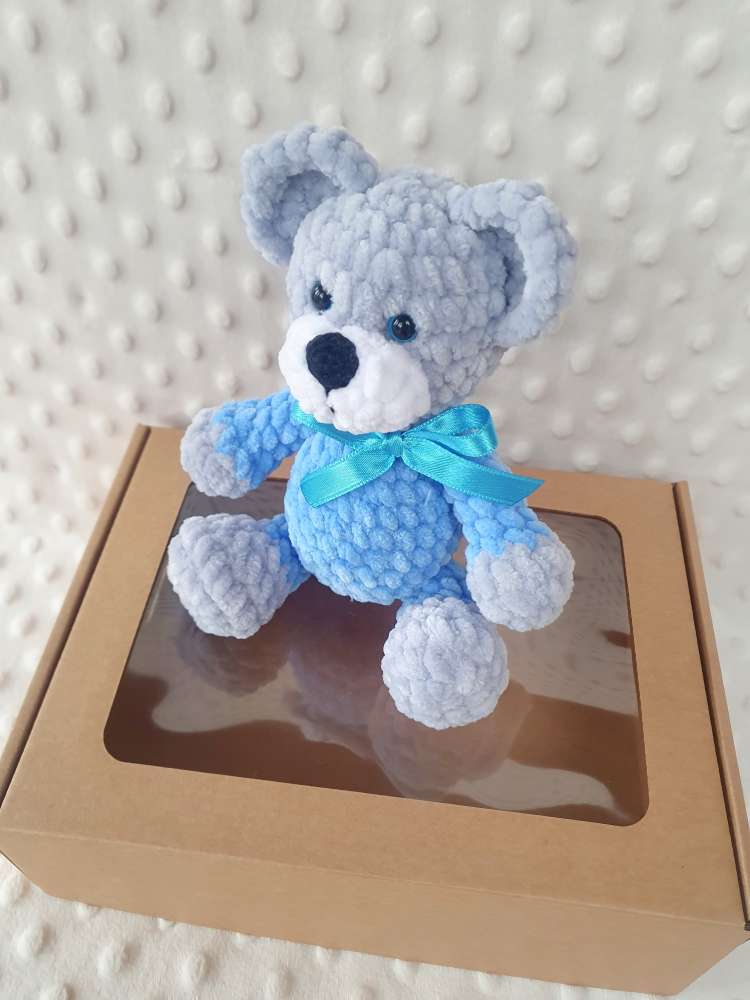 Meškiukas dovanų dėžutėje, dydis 18 cm
