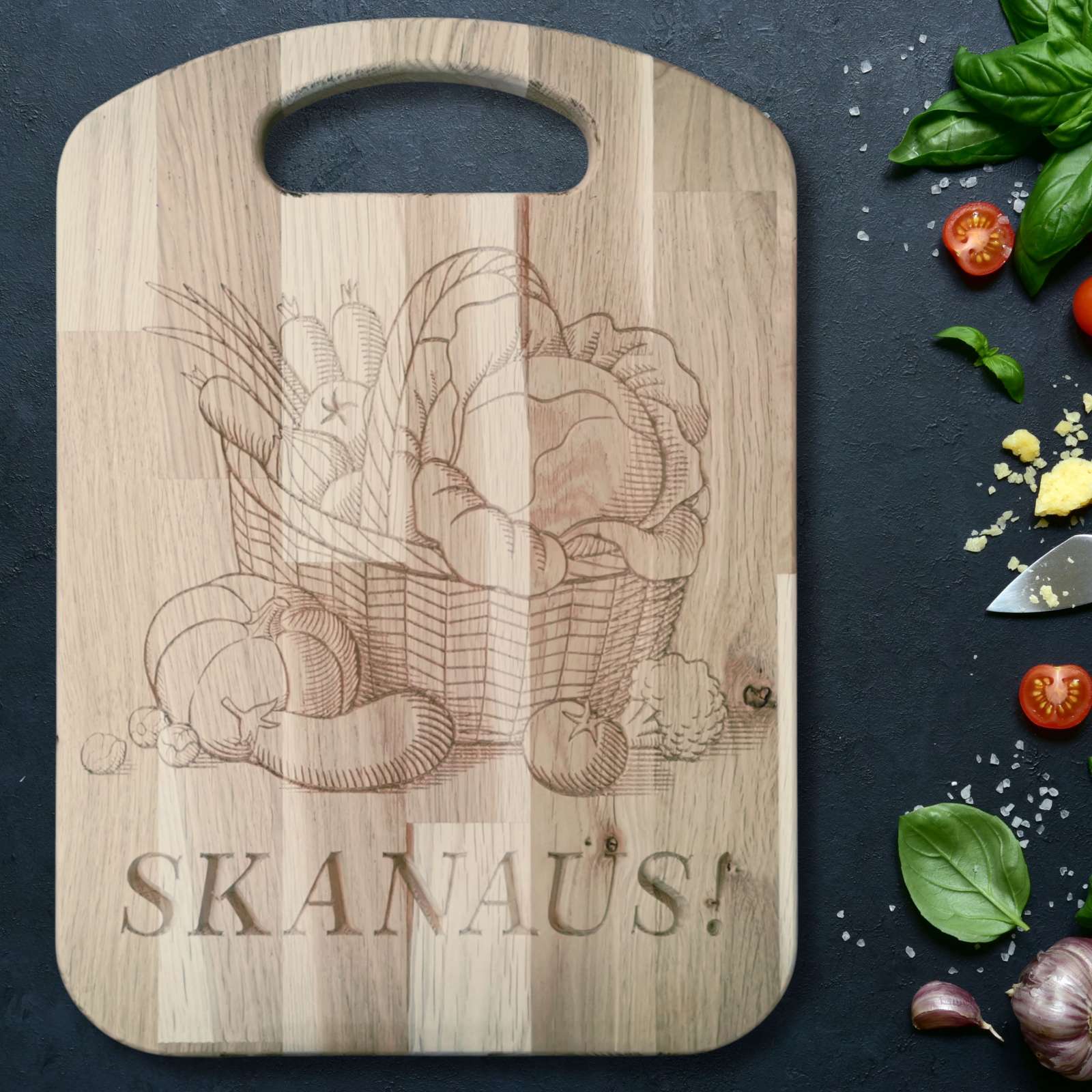 Medinė pjaustymo lentelė „Skanaus!“