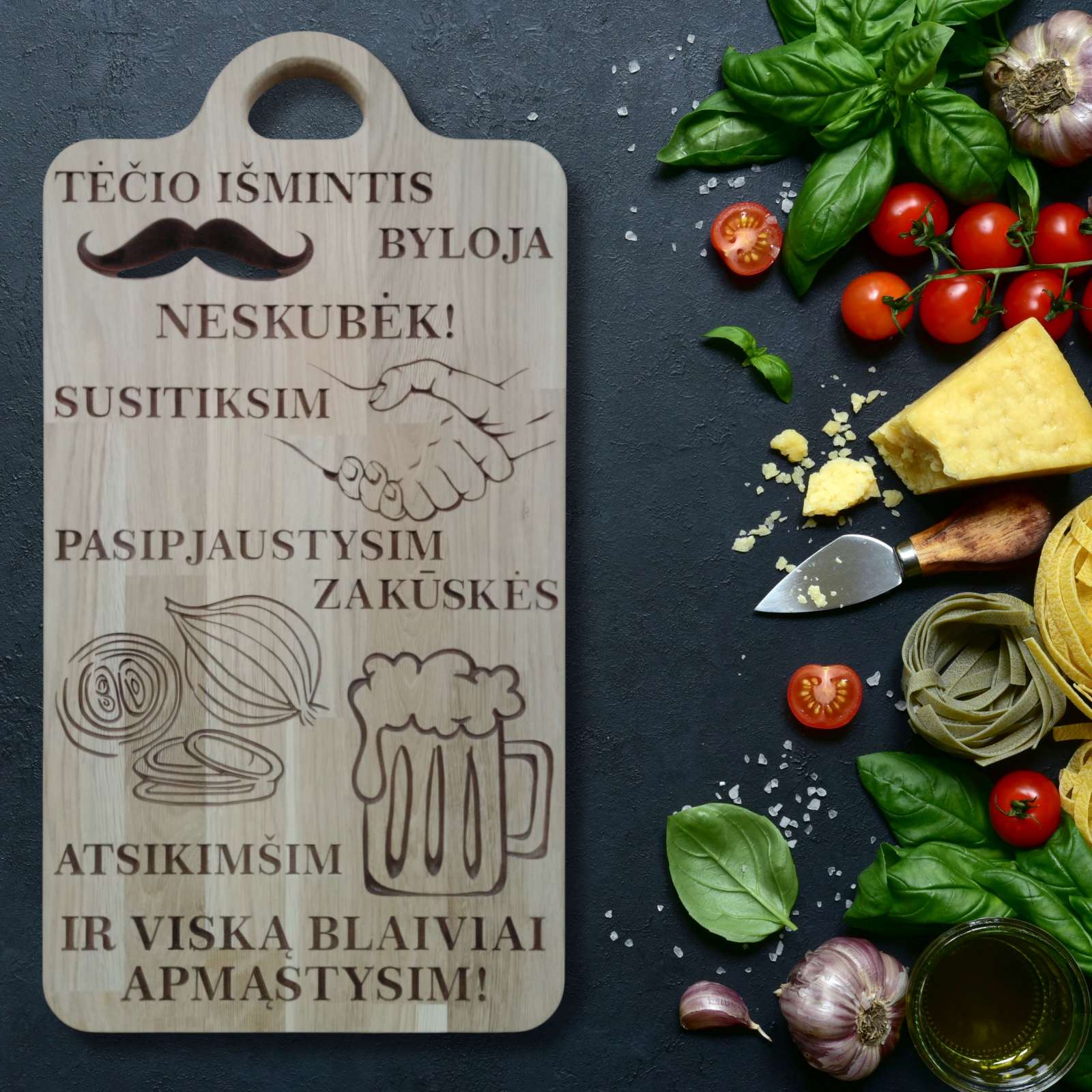Medinė pjaustymo lentelė „Tėčio išmintis"