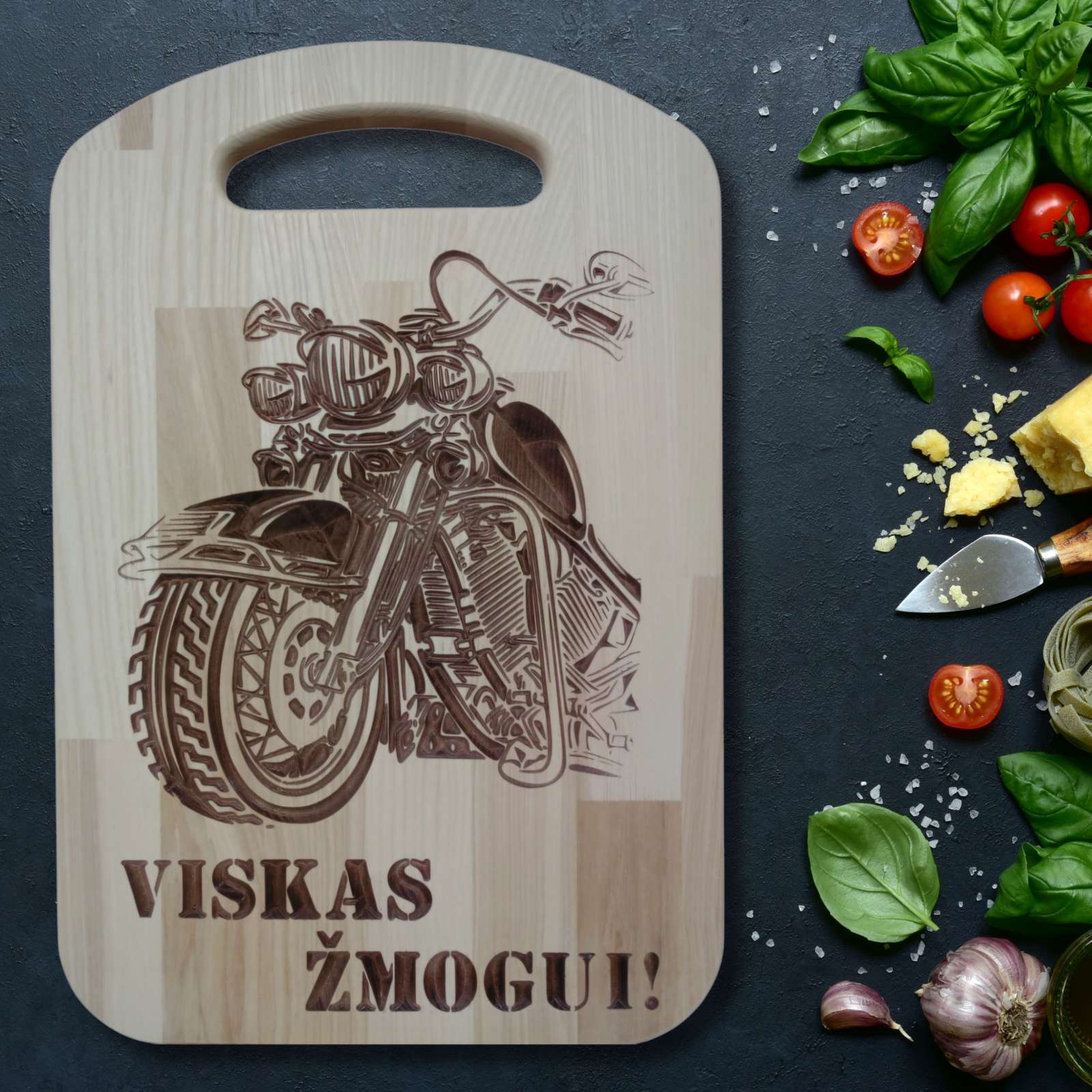 Medinė pjaustymo lentelė „Motociklas“