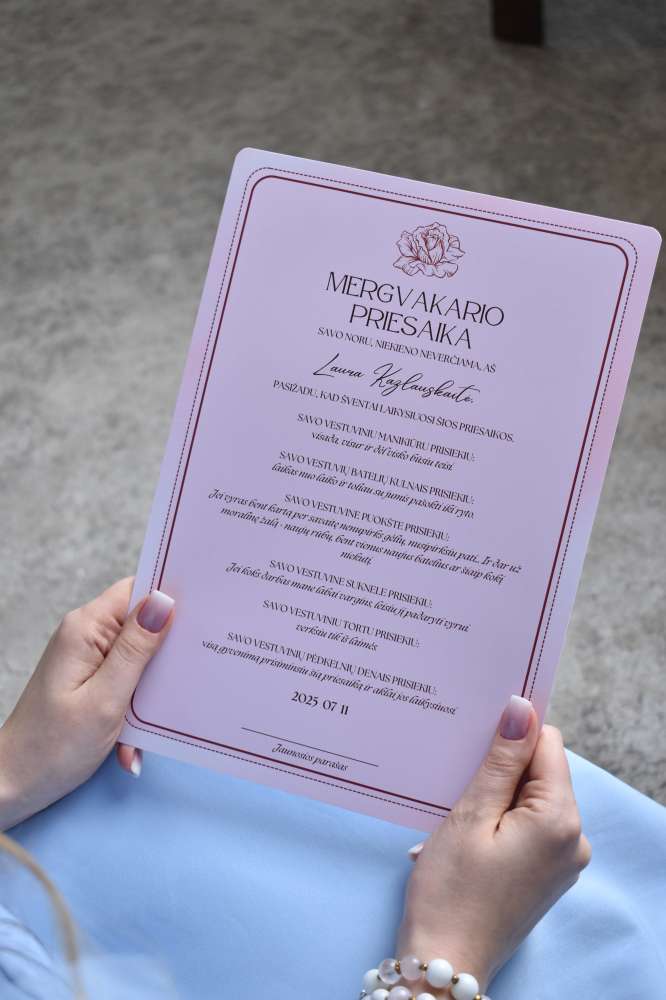 Mergvakario priesaika 'MINIMALISTINĖ'