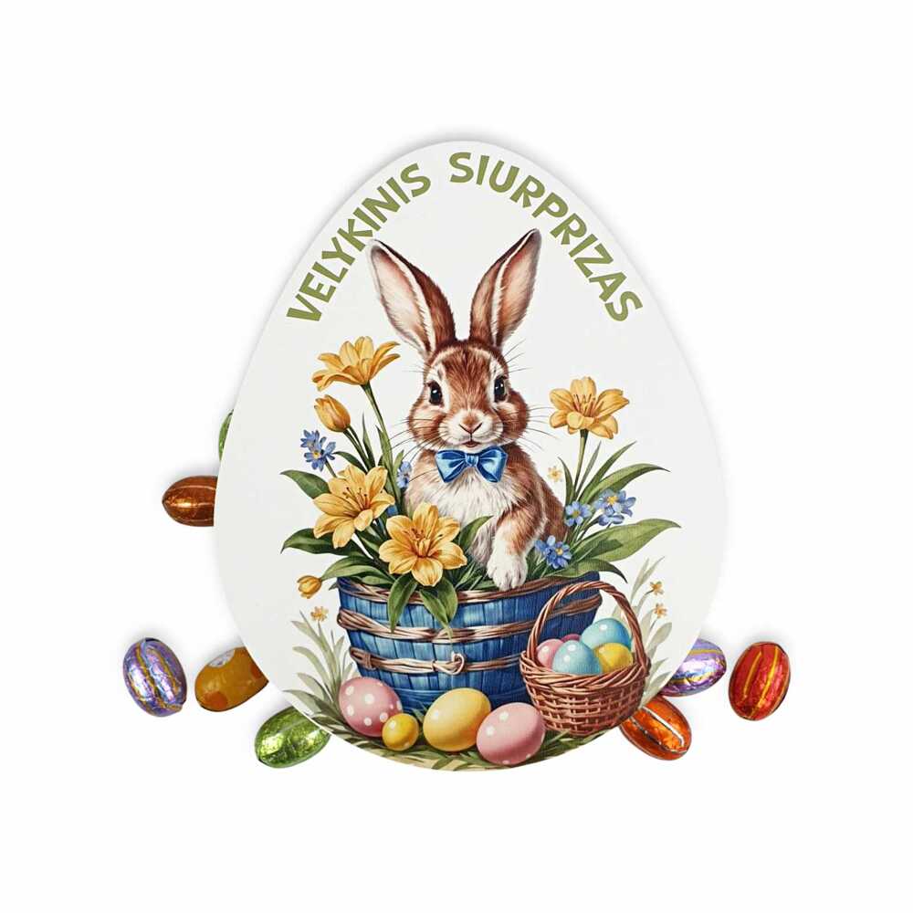 Medinė dėžutė kiaušinis „Velykinis siurprizas“ BE TURINIO