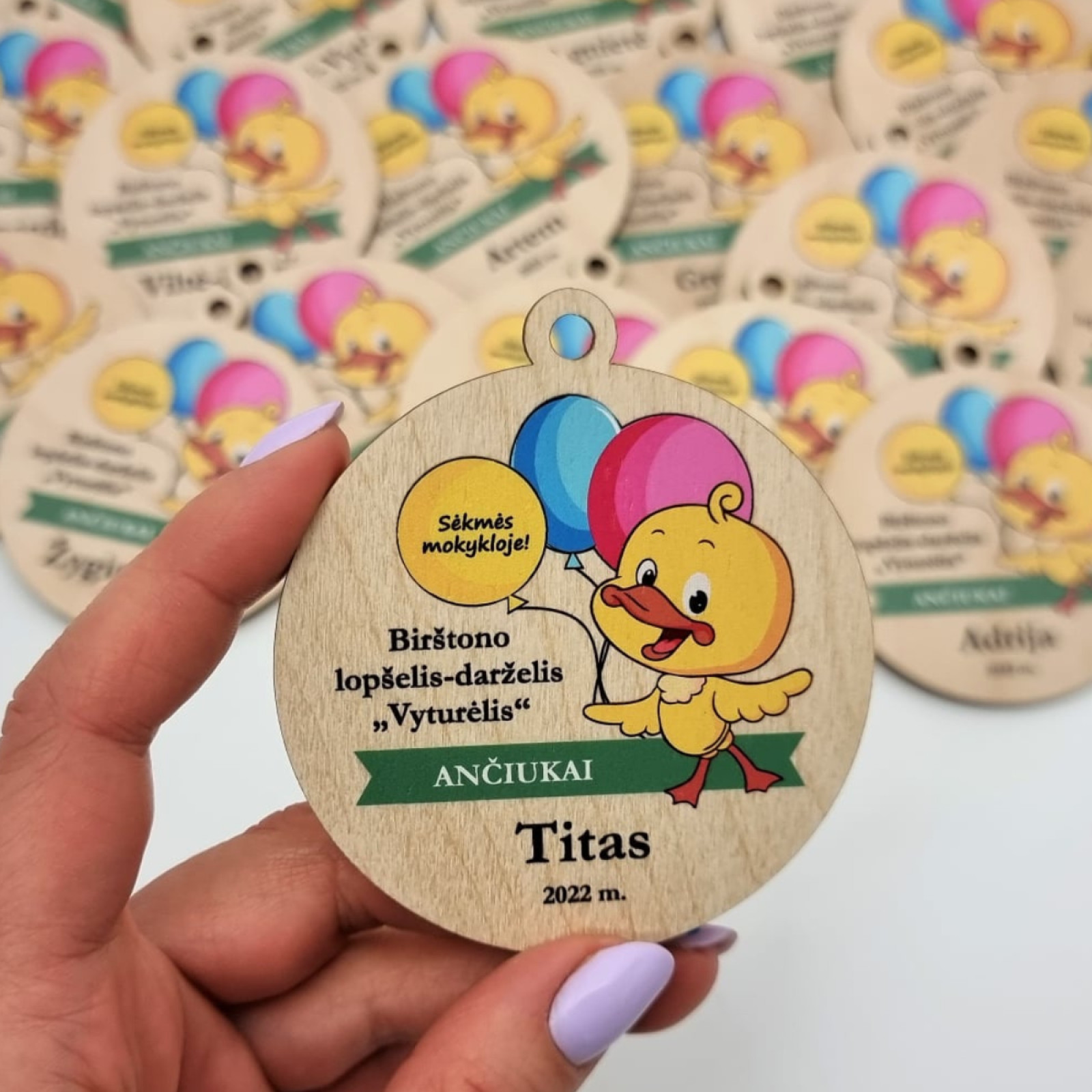 Medaliai darželio išleistuvėms Paukščiai: Gandriukai, Zylutės, Geneliai, Kregždutės, Vyturiukai, Ančiukai ir kt.