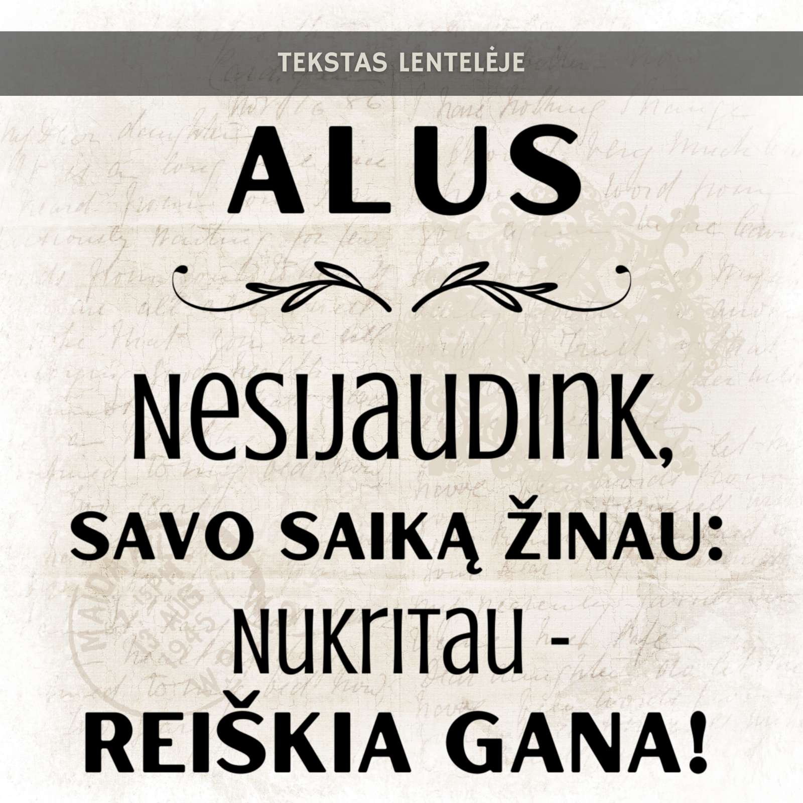 Stalo dekoracija: lentelė „Alaus stalui“