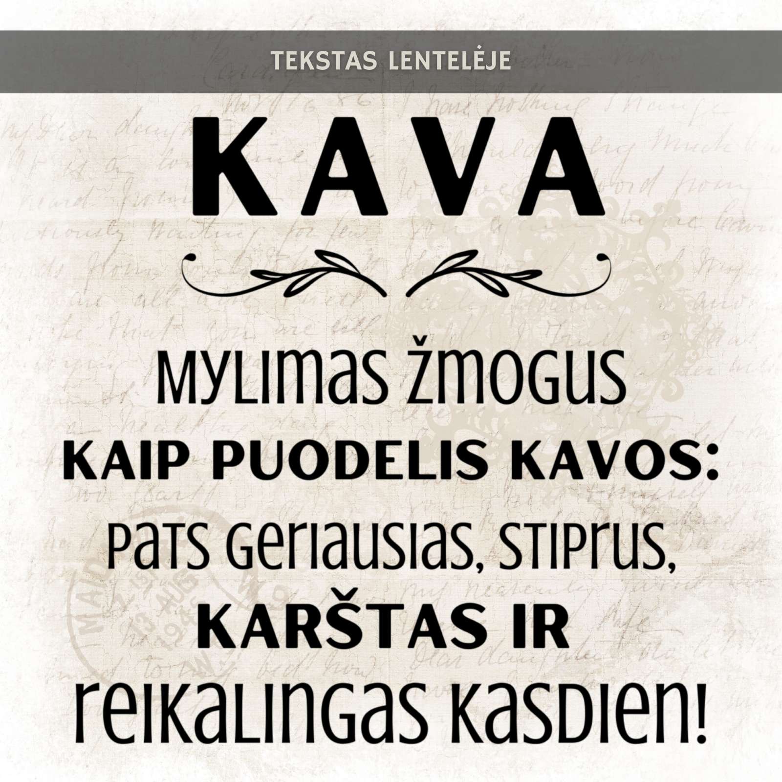 Stalo dekoracija: lentelė „Kavos staliukui“