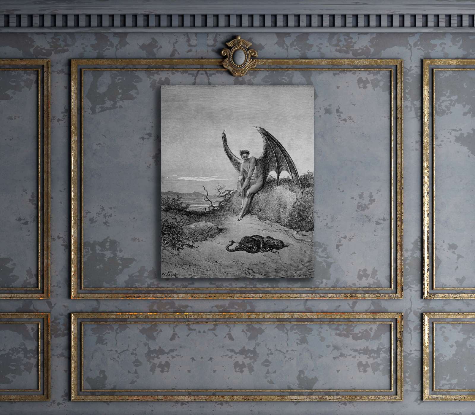 Reprodukcija „Daugelio ratų labirinte“, Gustave Dore (1866)