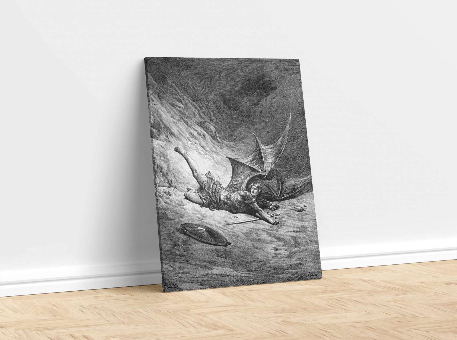 Reprodukcija „Tada šėtonas pirmą kartą pažino skausmą“, Gustave Dore (1866)