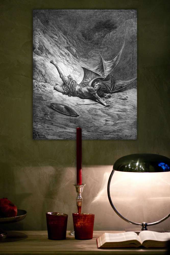 Reprodukcija „Tada šėtonas pirmą kartą pažino skausmą“, Gustave Dore (1866)