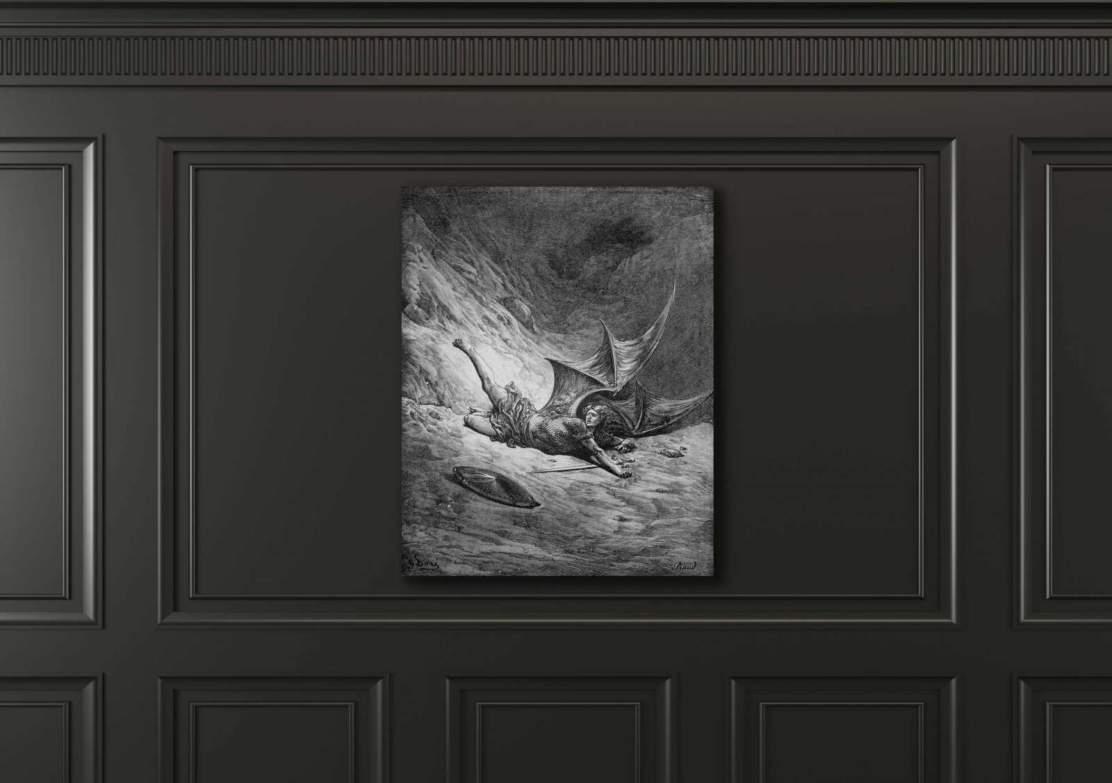 Reprodukcija „Tada šėtonas pirmą kartą pažino skausmą“, Gustave Dore (1866)