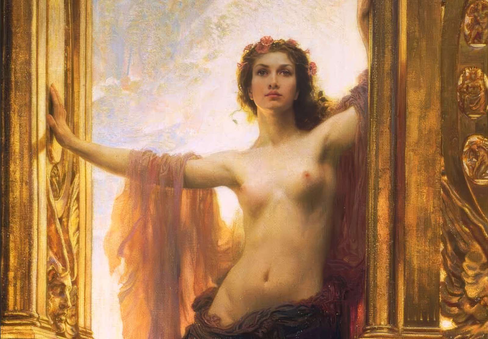 Reprodukcija „Aušros vartai“, Herbert James Draper (1900)