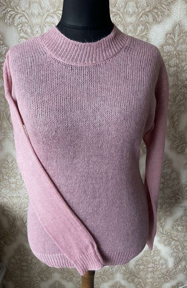 Megztas plonas moheros megztinis sendintos, pelenų rožės spalvos L/XL dydis GP-1650