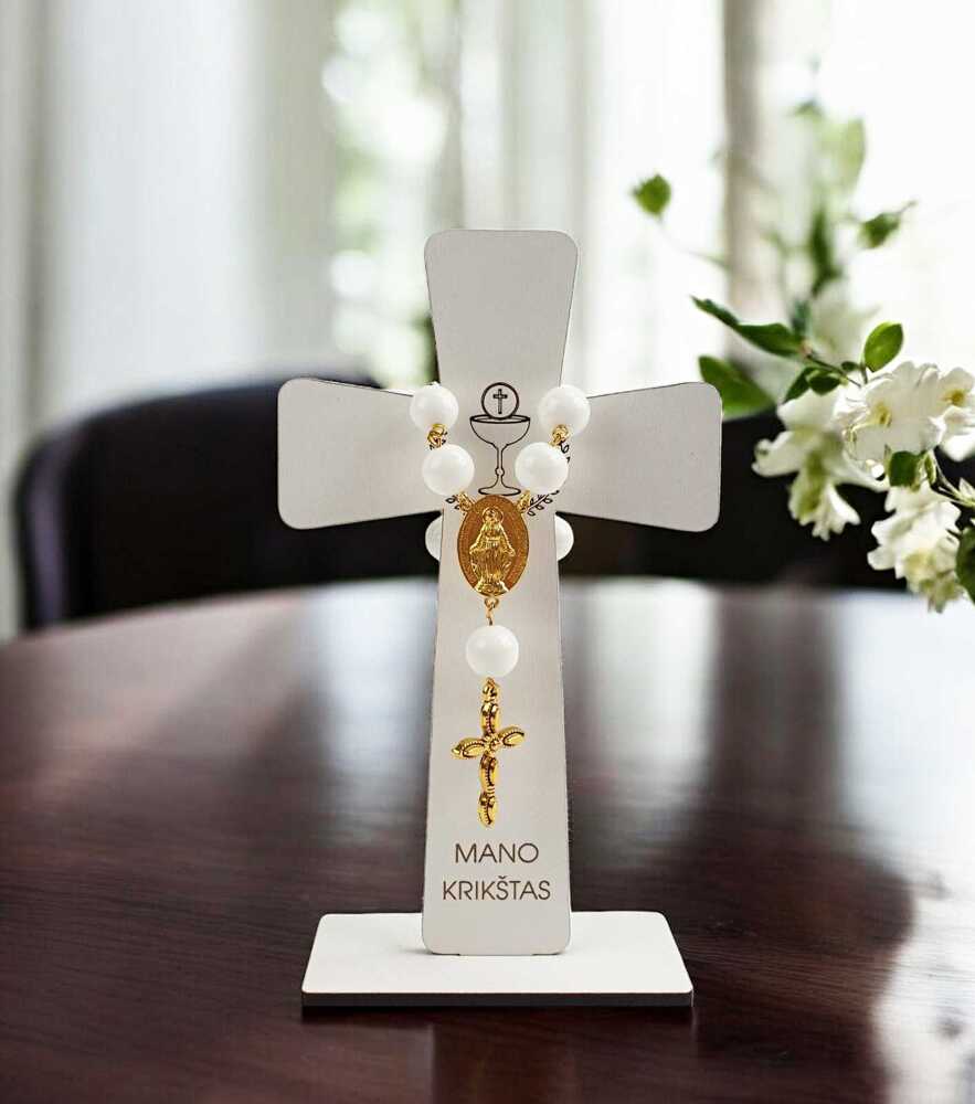 Pastatomas kryžiukas su rožančiumi „Mano krikštas“