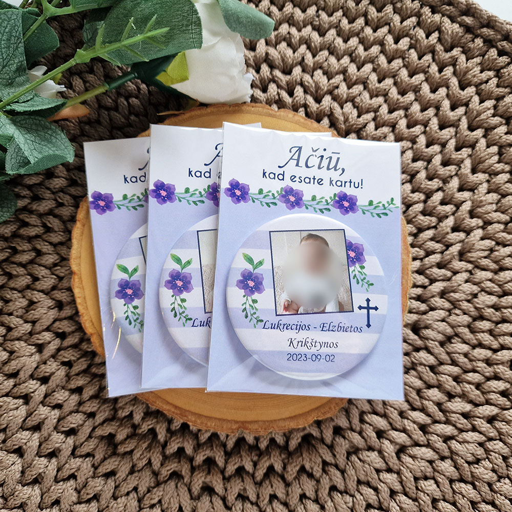 Magnetukai krikštynoms „Violetinės gėlės“