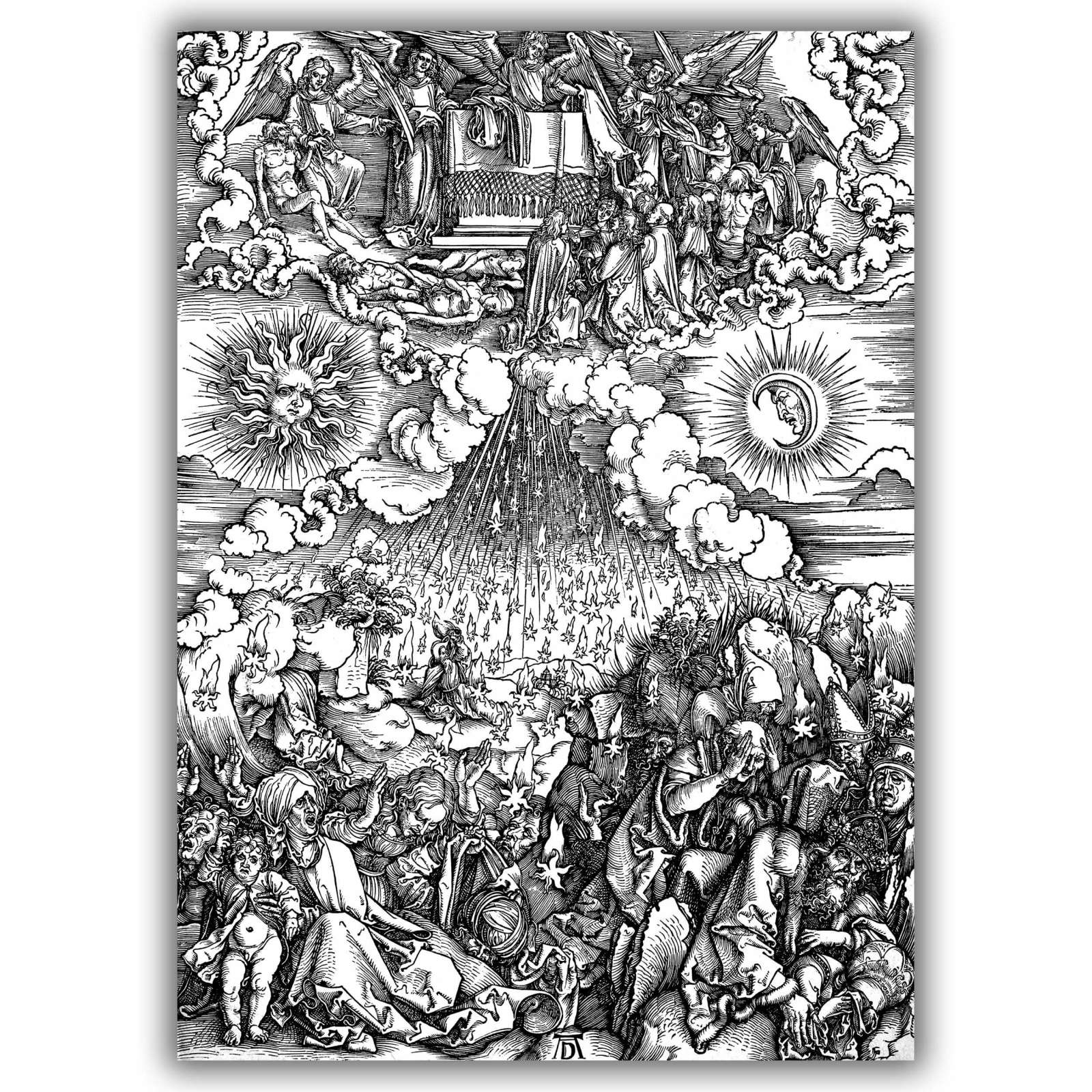 Reprodukcija „Avinėlis laužo penktąjį ir šeštąjį antspaudus“, Albrecht Durer