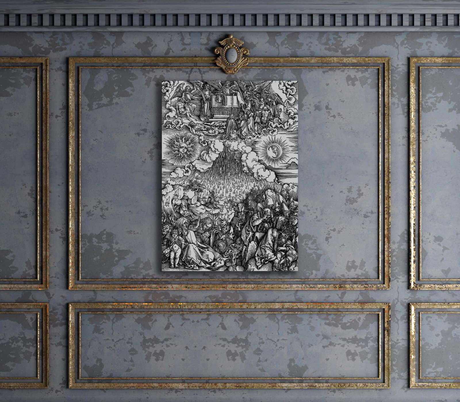 Reprodukcija „Avinėlis laužo penktąjį ir šeštąjį antspaudus“, Albrecht Durer
