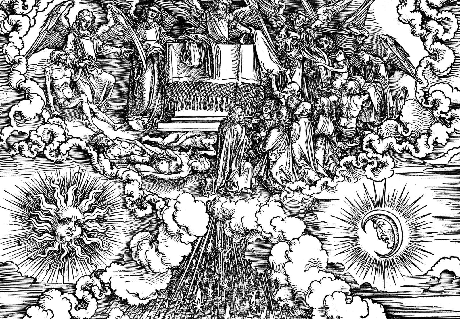 Reprodukcija „Avinėlis laužo penktąjį ir šeštąjį antspaudus“, Albrecht Durer