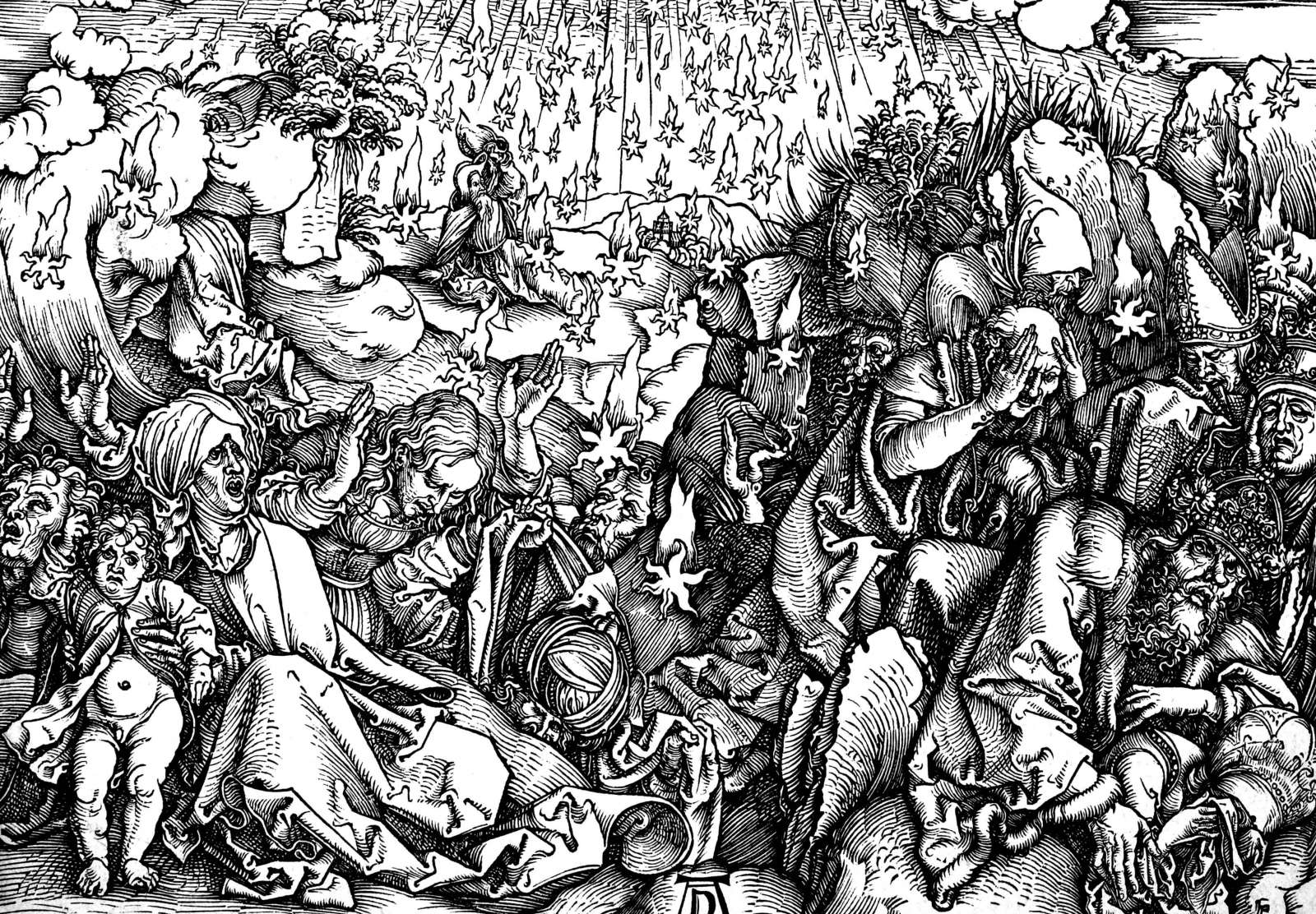 Reprodukcija „Avinėlis laužo penktąjį ir šeštąjį antspaudus“, Albrecht Durer