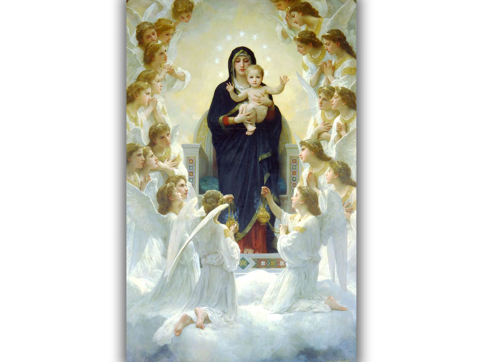 Reprodukcija „Mergelė su angelais“, William Bouguereau (1900)