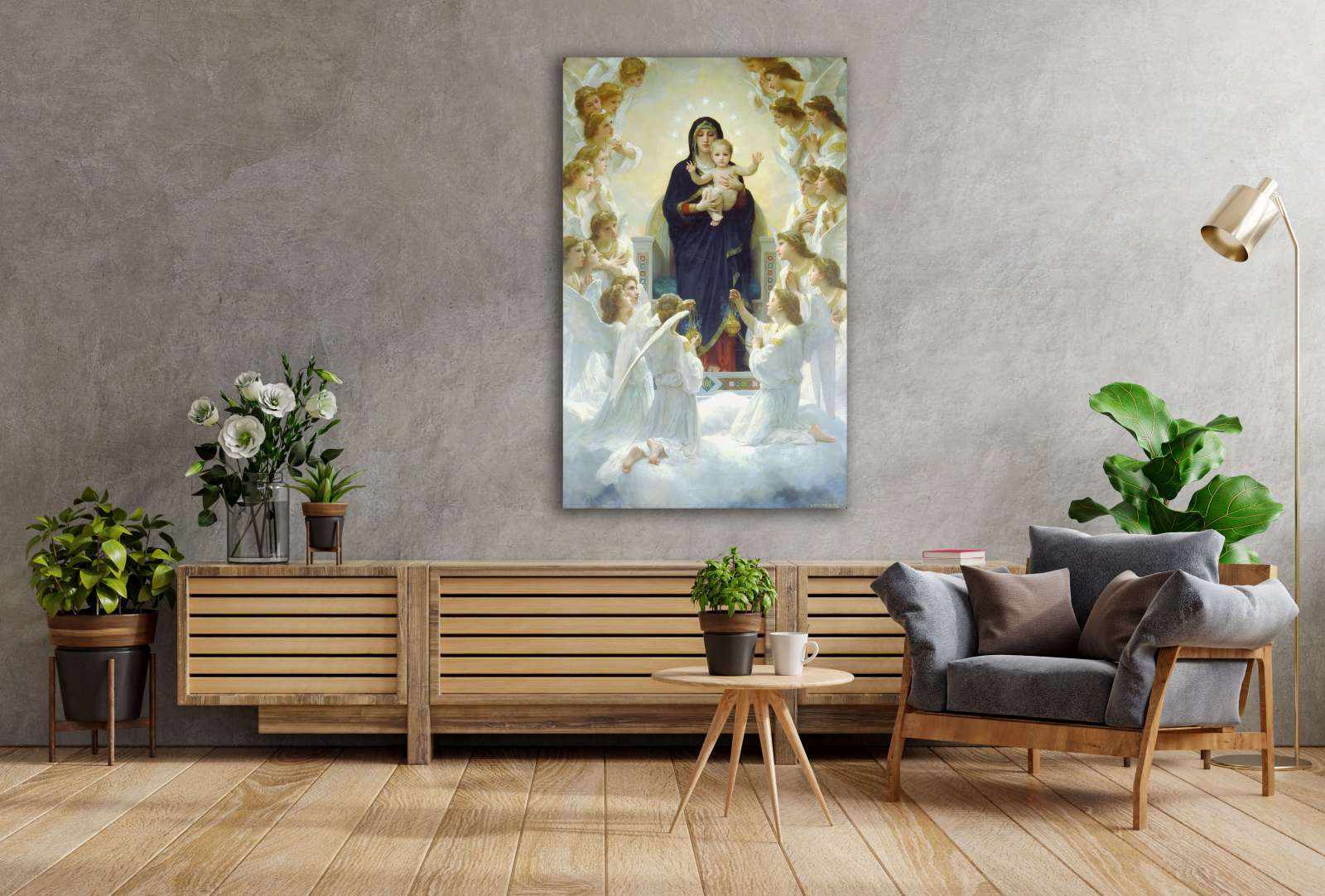 Reprodukcija „Mergelė su angelais“, William Bouguereau (1900)
