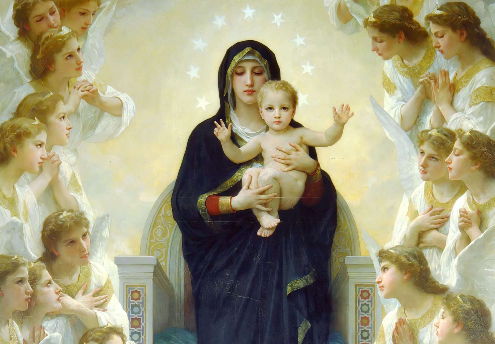 Reprodukcija „Mergelė su angelais“, William Bouguereau (1900)