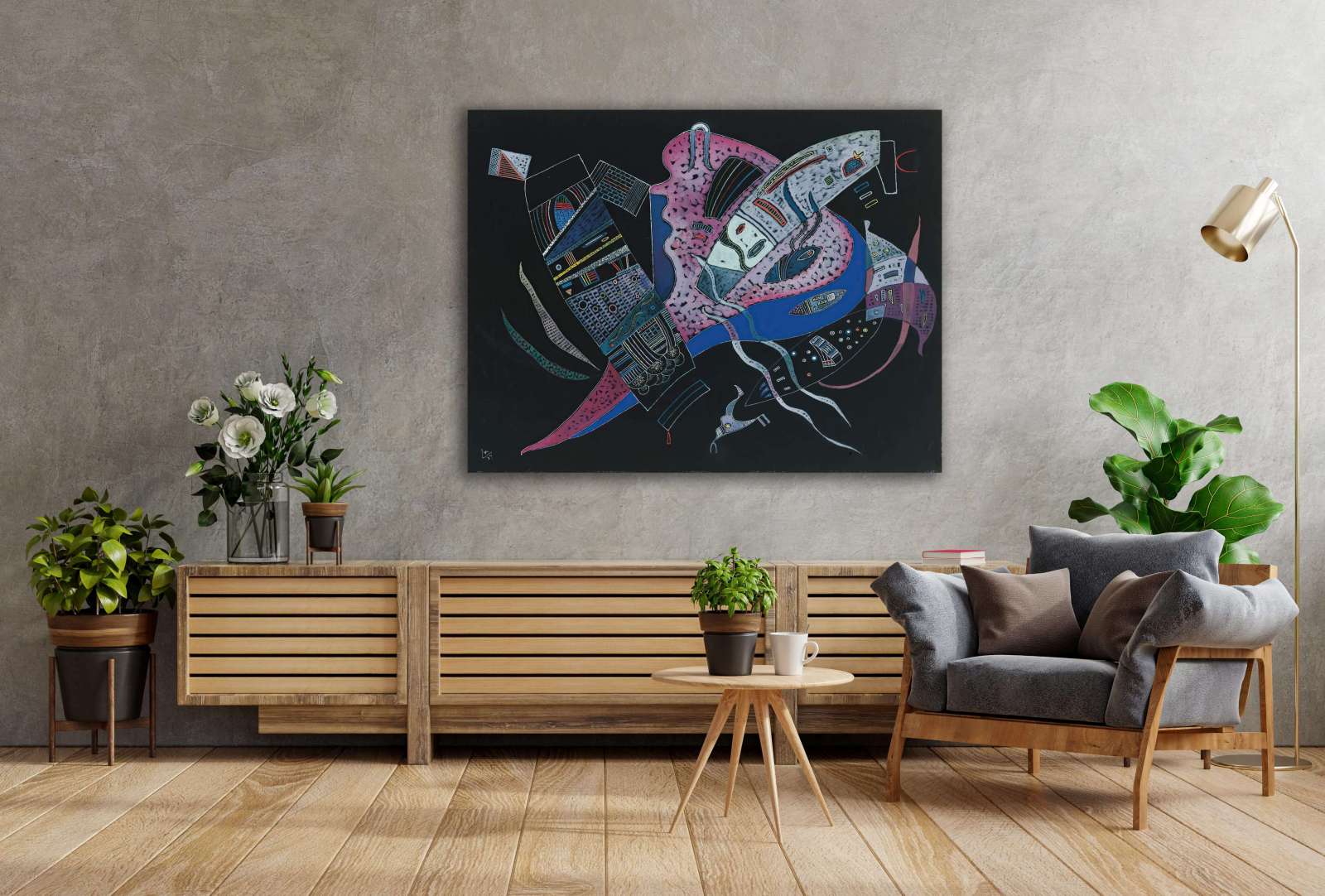 Reprodukcija „Susikaupęs“, Wassily Kandinsky (1937)