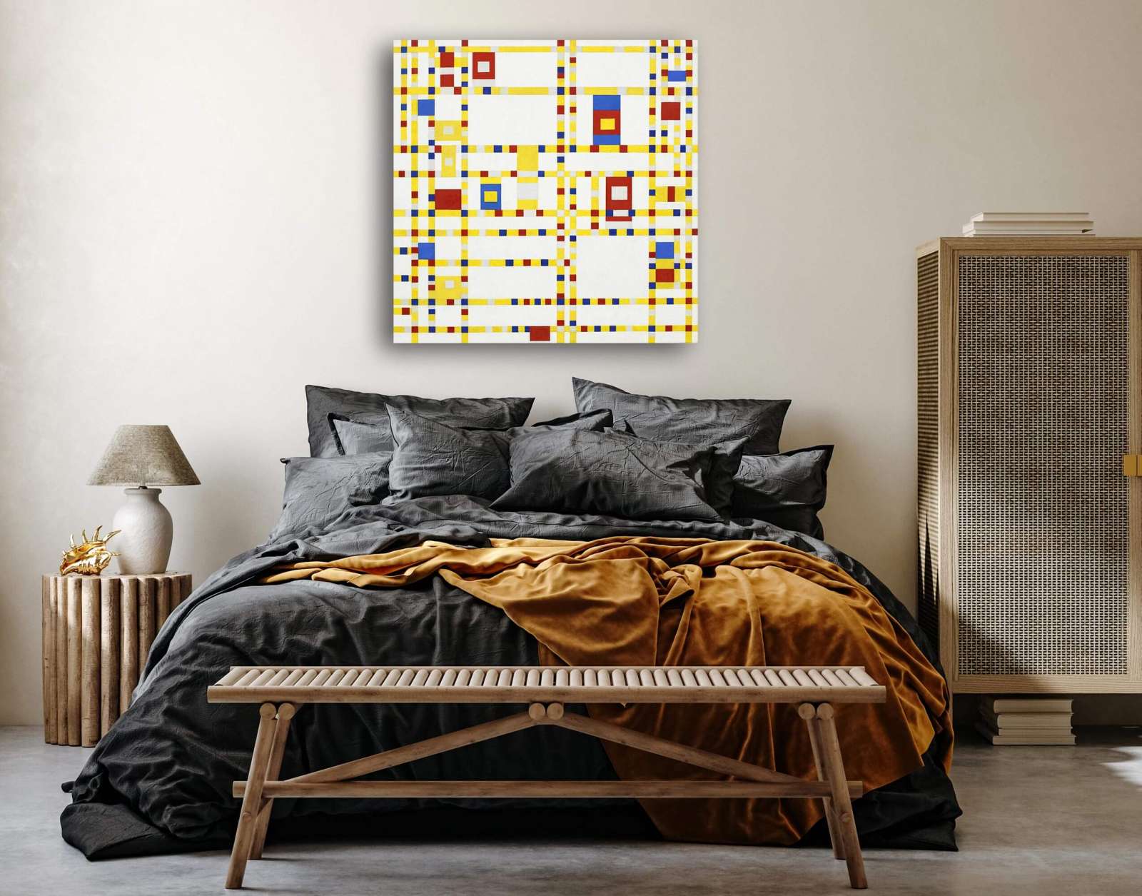 Reprodukcija „Brodvėjaus bugivugis“, Piet Mondrian (1943)
