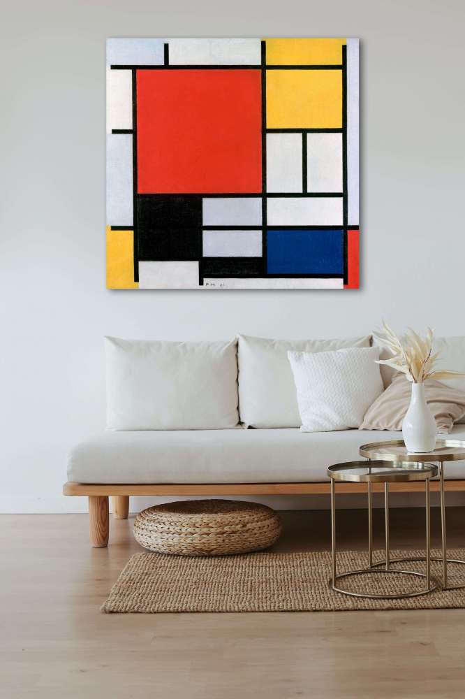 Reprodukcija „Kompozicija su raudona, geltona, mėlyna ir juoda“, Piet Mondrian (1921)
