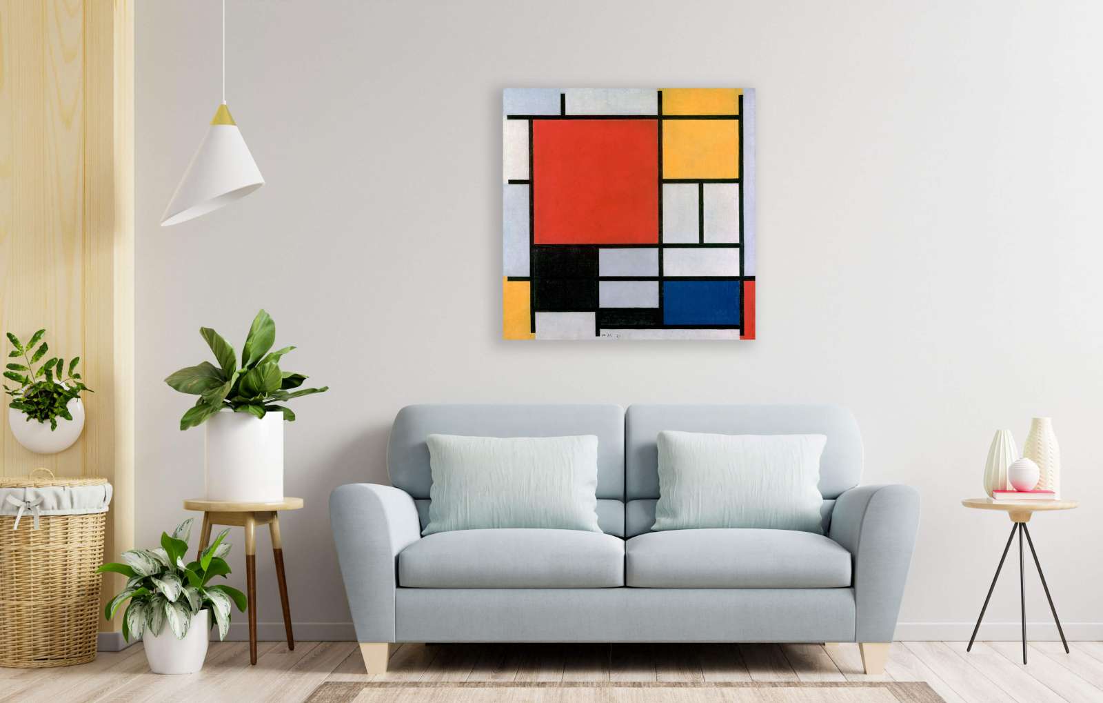 Reprodukcija „Kompozicija su raudona, geltona, mėlyna ir juoda“, Piet Mondrian (1921)