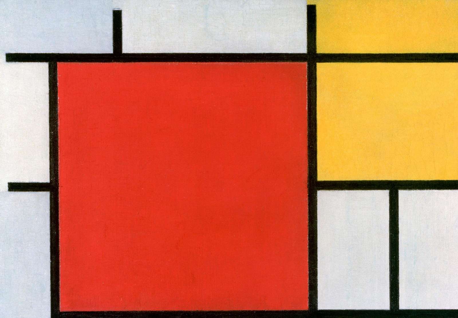 Reprodukcija „Kompozicija su raudona, geltona, mėlyna ir juoda“, Piet Mondrian (1921)