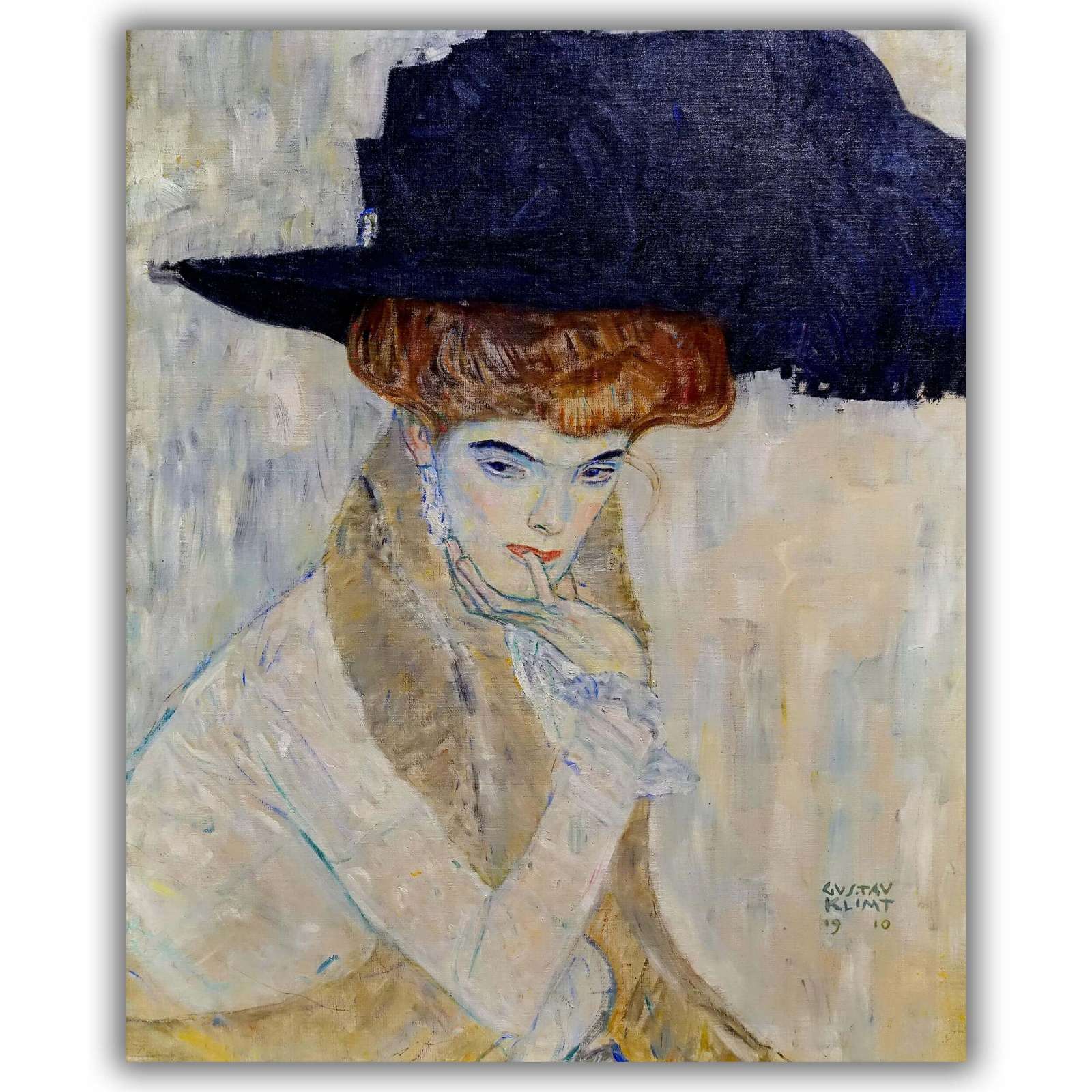 Reprodukcija „Skrybėlė su juodomis plunksnomis“,  Gustav Klimt (1910)