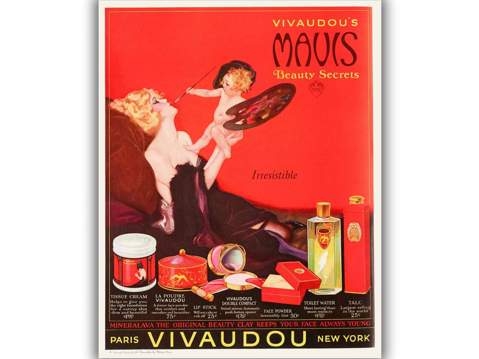 Retro reklaminis plakatas „Mavis makiažas“