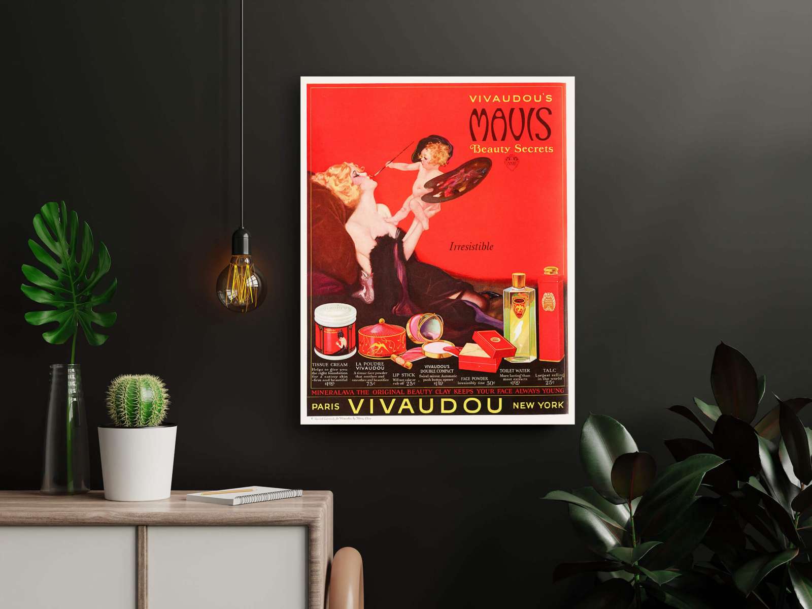 Retro reklaminis plakatas „Mavis makiažas“