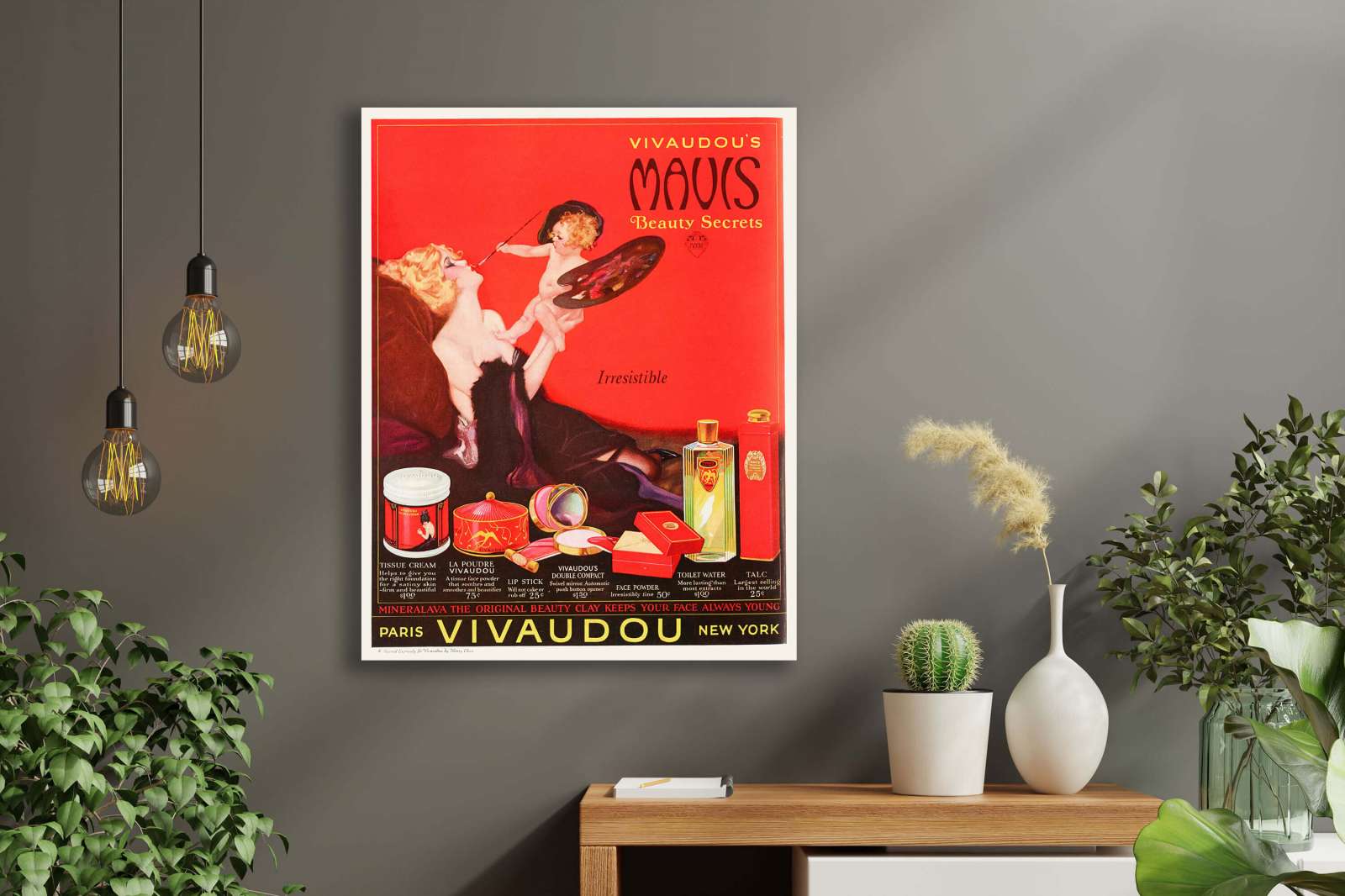 Retro reklaminis plakatas „Mavis makiažas“