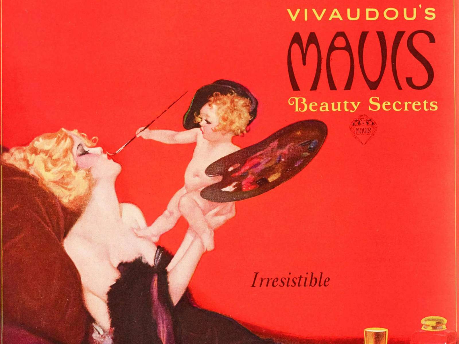 Retro reklaminis plakatas „Mavis makiažas“