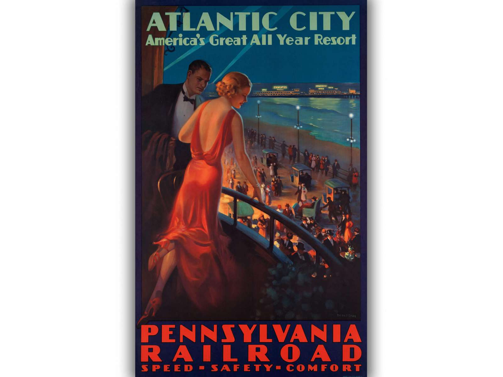 Retro reklaminis kelionių plakatas „Atlantic City“