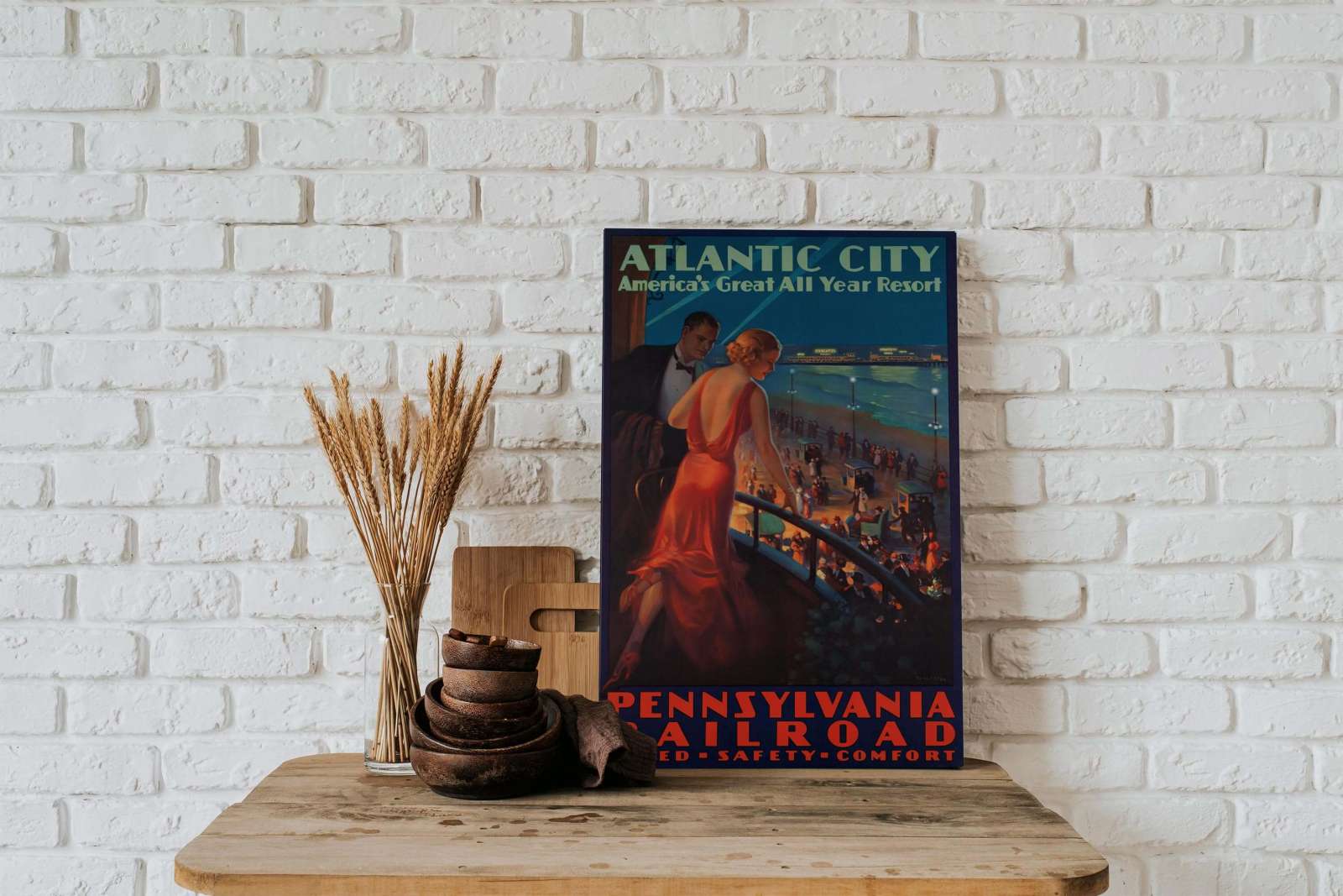 Retro reklaminis kelionių plakatas „Atlantic City“