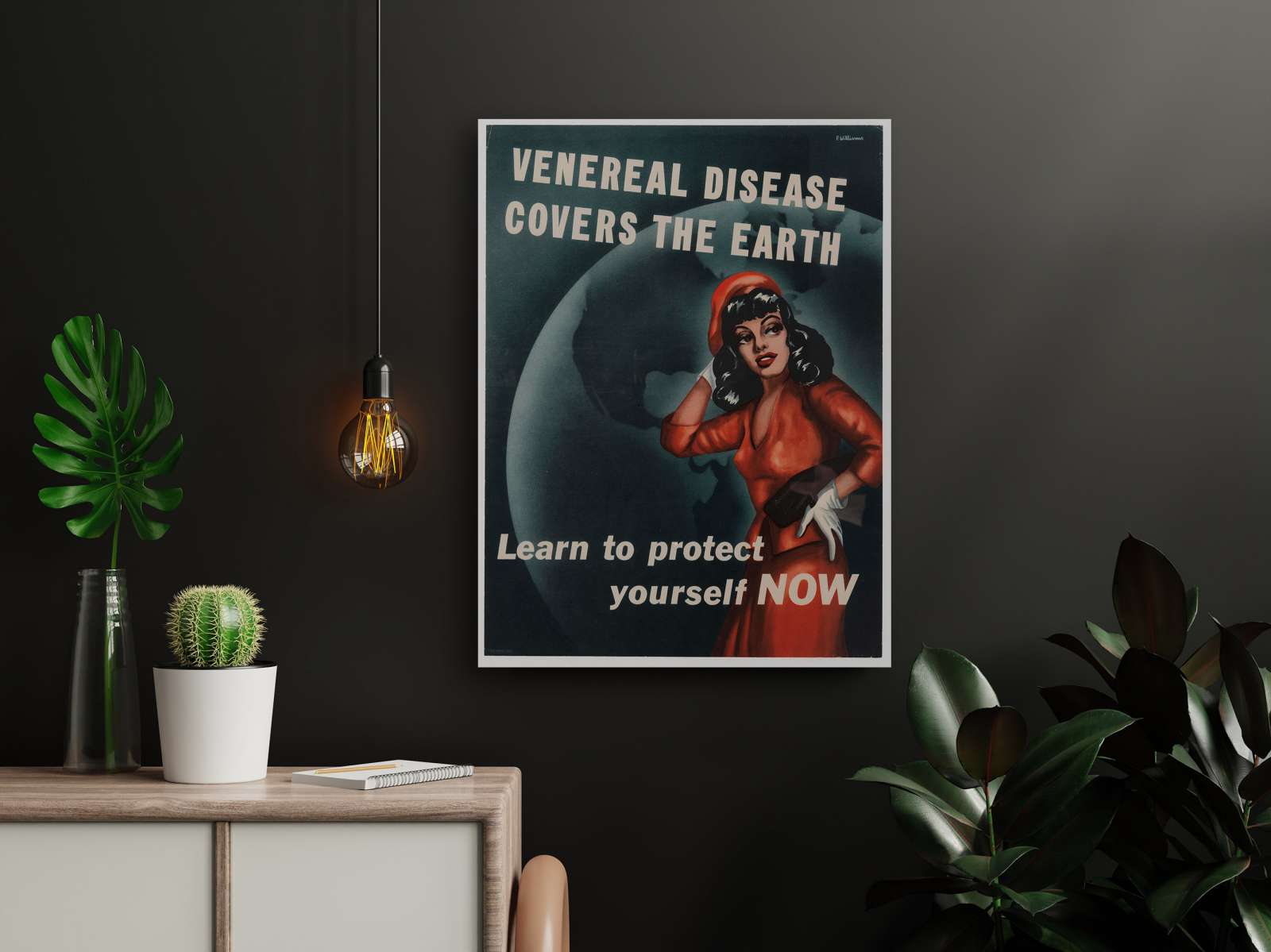 Retro plakatas „Apsisaugok nuo venerinių ligų“