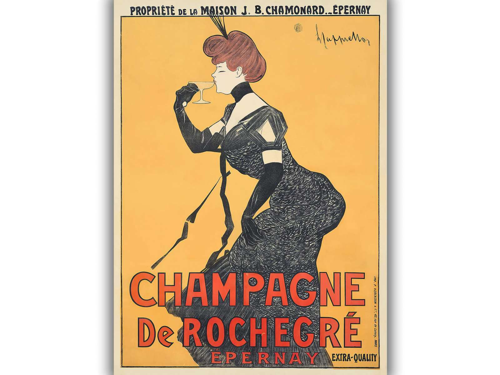 Retro reklaminis plakatas „Champagne De Rochegre“