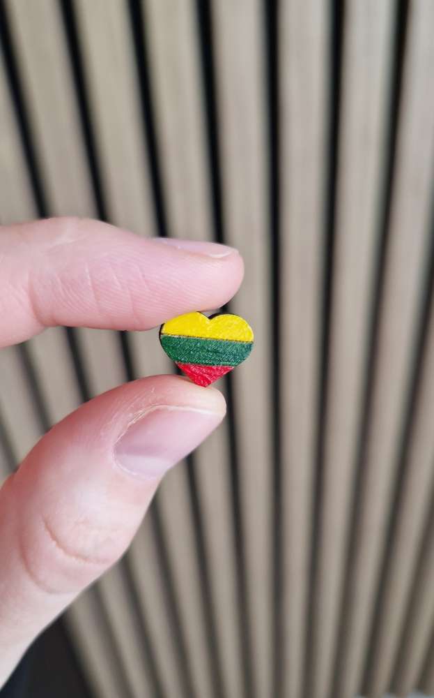 „Myliu Lietuvą“ Rankų darbo mediniai Lietuvos vėliavos spalvų auskarai
