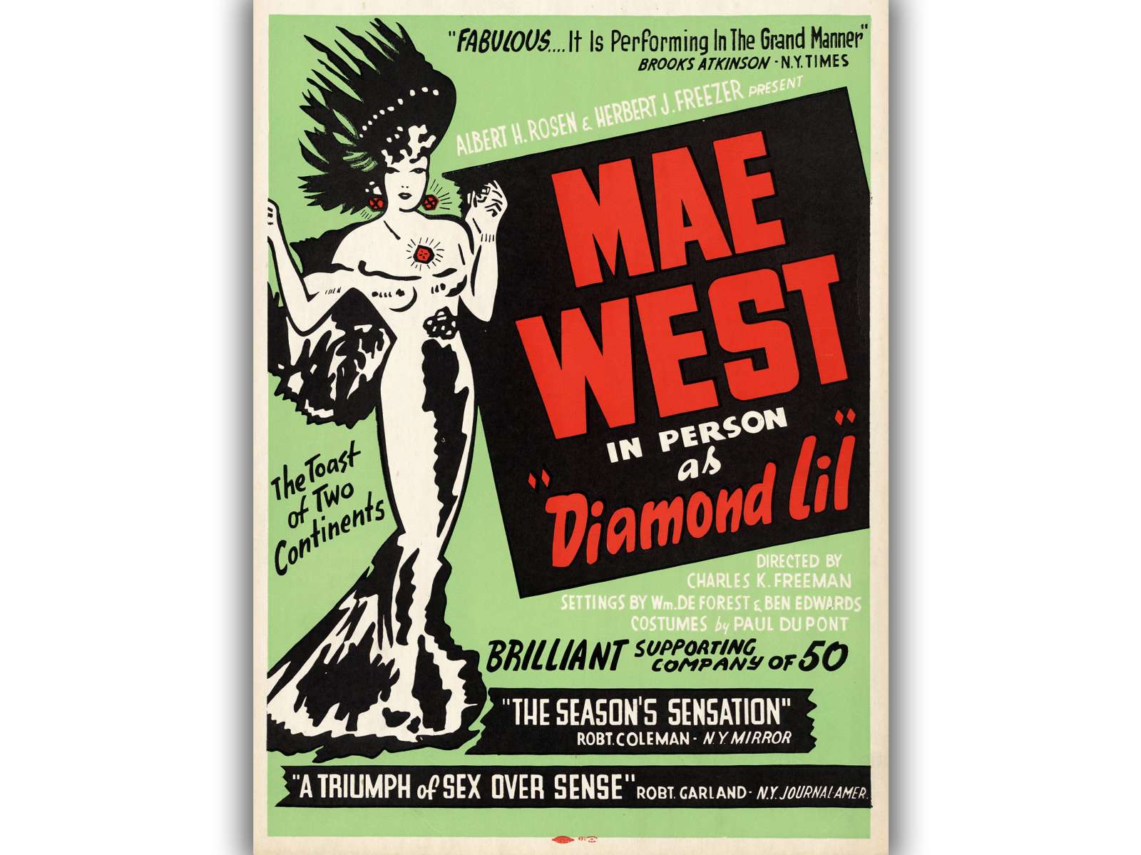 Retro holivudo filmo plakatas „Mae West in Diamond Lil“