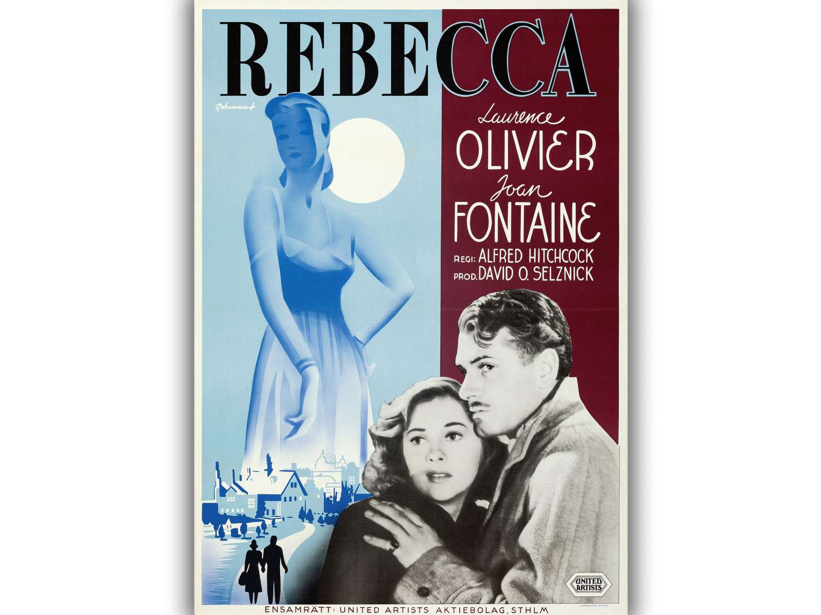 Retro holivudo filmo plakatas „Rebecca“