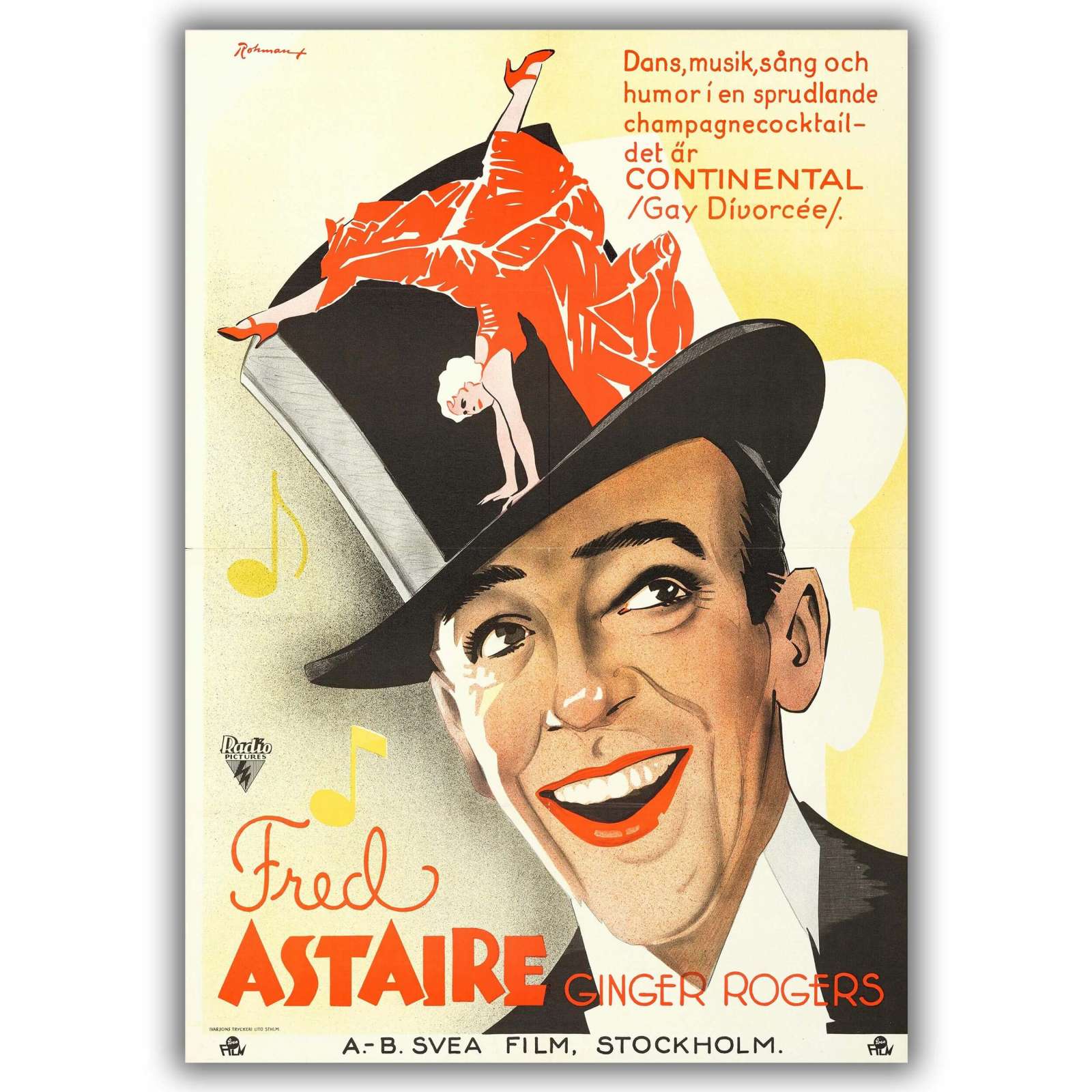 Retro holivudo filmo plakatas „Fred Astaire in The Gay Divorcee“